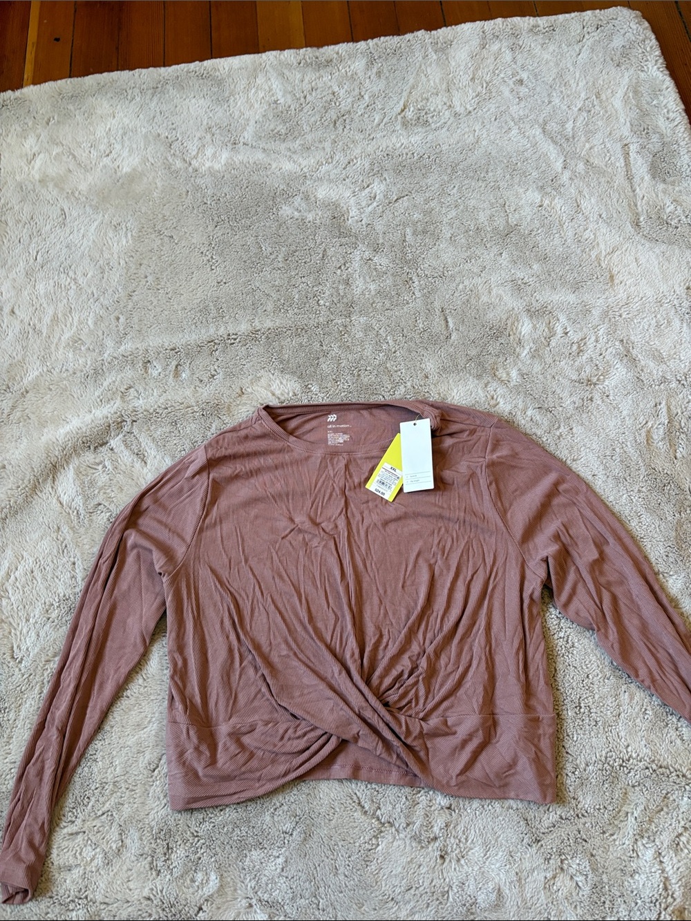 all in motion Mauve Pink Long Sleeve Twist-Front Top